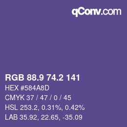 カラーコード: RGB 88.9 74.2 141 | qconv.com