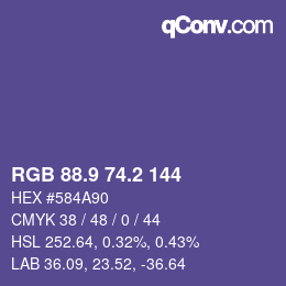 カラーコード: RGB 88.9 74.2 144 | qconv.com
