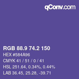 カラーコード: RGB 88.9 74.2 150 | qconv.com