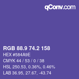 カラーコード: RGB 88.9 74.2 158 | qconv.com
