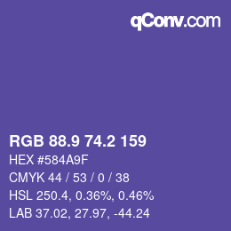 カラーコード: RGB 88.9 74.2 159 | qconv.com