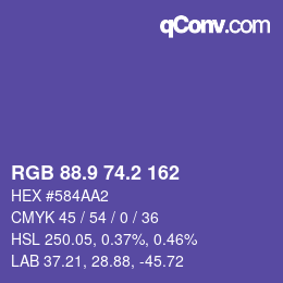 カラーコード: RGB 88.9 74.2 162 | qconv.com