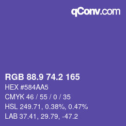カラーコード: RGB 88.9 74.2 165 | qconv.com