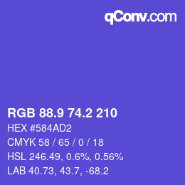 カラーコード: RGB 88.9 74.2 210 | qconv.com