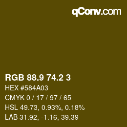 カラーコード: RGB 88.9 74.2 3 | qconv.com