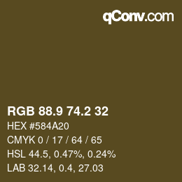 Color code: RGB 88.9 74.2 32 | qconv.com