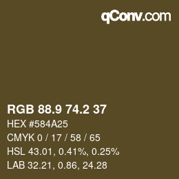 Color code: RGB 88.9 74.2 37 | qconv.com