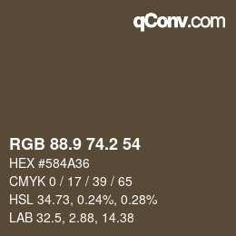 Color code: RGB 88.9 74.2 54 | qconv.com