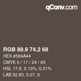 Color code: RGB 88.9 74.2 68 | qconv.com