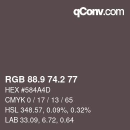 Color code: RGB 88.9 74.2 77 | qconv.com