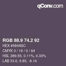 カラーコード: RGB 88.9 74.2 92 | qconv.com