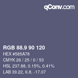カラーコード: RGB 88.9 90 120 | qconv.com
