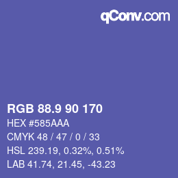 カラーコード: RGB 88.9 90 170 | qconv.com