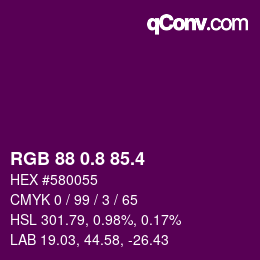 カラーコード: RGB 88 0.8 85.4 | qconv.com