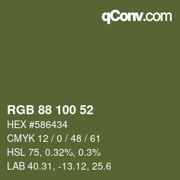 Color code: RGB 88 100 52 | qconv.com