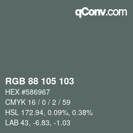 Color code: RGB 88 105 103 | qconv.com