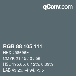 颜色代码: RGB 88 105 111 | qconv.com