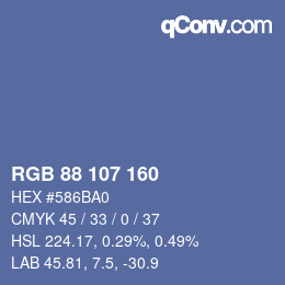 Código de color: RGB 88 107 160 | qconv.com