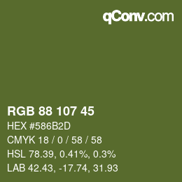 Farbcode: RGB 88 107 45 | qconv.com