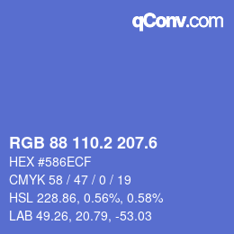 カラーコード: RGB 88 110.2 207.6 | qconv.com