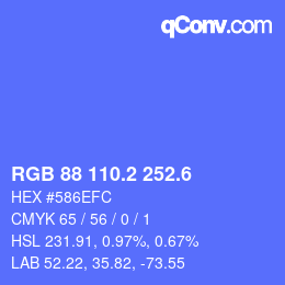 カラーコード: RGB 88 110.2 252.6 | qconv.com