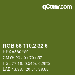 カラーコード: RGB 88 110.2 32.6 | qconv.com