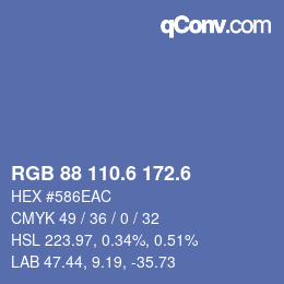 カラーコード: RGB 88 110.6 172.6 | qconv.com