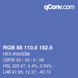 カラーコード: RGB 88 110.6 182.6 | qconv.com