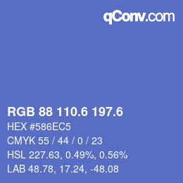 カラーコード: RGB 88 110.6 197.6 | qconv.com