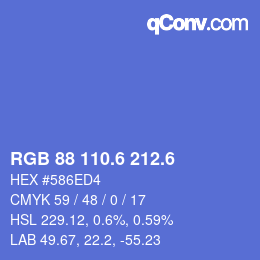 カラーコード: RGB 88 110.6 212.6 | qconv.com