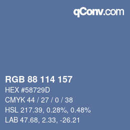 颜色代码: RGB 88 114 157 | qconv.com