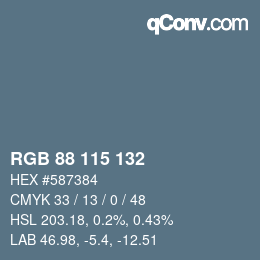 Farbcode: RGB 88 115 132 | qconv.com