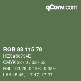Farbcode: RGB 88 115 78 | qconv.com