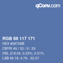 Color code: RGB 88 117 171 | qconv.com