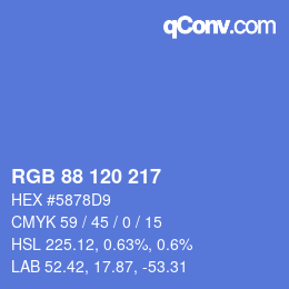 Farbcode: RGB 88 120 217 | qconv.com