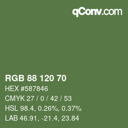Código de color: RGB 88 120 70 | qconv.com