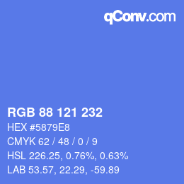 Color code: RGB 88 121 232 | qconv.com