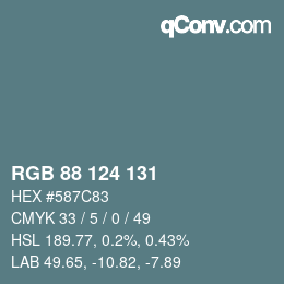 Código de color: RGB 88 124 131 | qconv.com