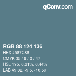 カラーコード: RGB 88 124 136 | qconv.com