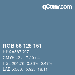 Color code: RGB 88 125 151 | qconv.com