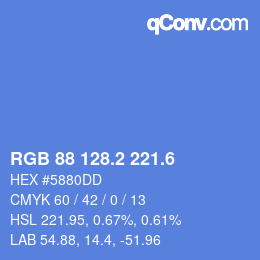 カラーコード: RGB 88 128.2 221.6 | qconv.com