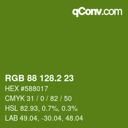 カラーコード: RGB 88 128.2 23 | qconv.com