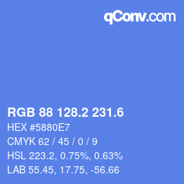 カラーコード: RGB 88 128.2 231.6 | qconv.com