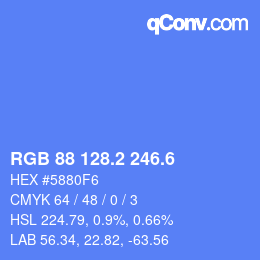 カラーコード: RGB 88 128.2 246.6 | qconv.com