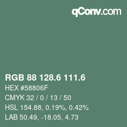 カラーコード: RGB 88 128.6 111.6 | qconv.com