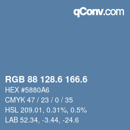 カラーコード: RGB 88 128.6 166.6 | qconv.com