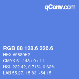 カラーコード: RGB 88 128.6 226.6 | qconv.com