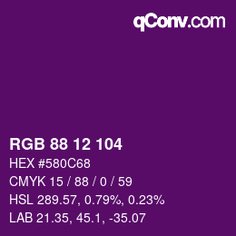 Color code: RGB 88 12 104 | qconv.com