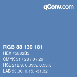 カラーコード: RGB 88 130 181 | qconv.com