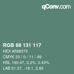 カラーコード: RGB 88 131 117 | qconv.com